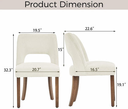 VKNOW Wooden Dining Chairs Set of 6, Modern Fabric Upholstered Dining Room Chair Kitchen Chairs, Farmhouse Dinner Chair for Kitchen Dining Room, Cream