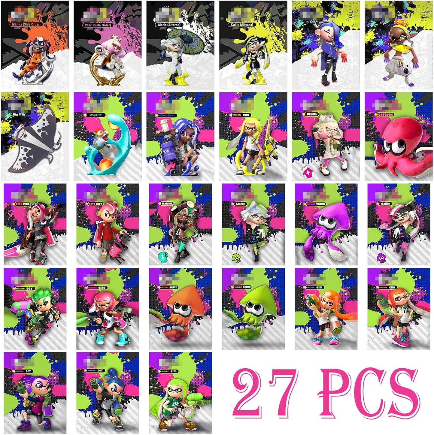 27Pcs NFC Mini Cards for Splat 3&2: Complete Set of 27 Unique Collectible Cards, Includes All Idols (Deep Cut, Off The Hook, Squid Sisters)