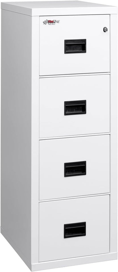FireKing Turtle Vertical 4 Drawer Legal and Letter Fire Safe File Cabinet with Key Lock, 1 Hour Fire Rated, UL Rated & Water Resistant Home Safe, Filing Cabinet, Made in The USA, Arctic White