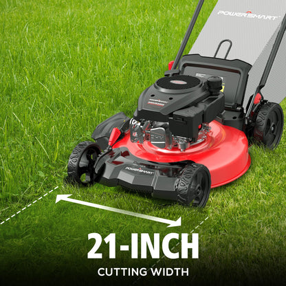 POWERSMART EasyGlide 21-Inch Gas Lawn Mower - 3-in-1 144cc