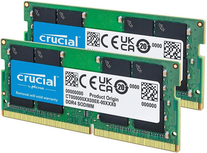 Crucial 64GB DDR4 RAM Kit (2x32GB), 3200MHz (PC4-25600) CL22 Laptop Memory, SODIMM 260-Pin, Downclockable to 2933/2666MHz, Compatible with 13th Gen Intel Core and AMD Ryzen 7000 - CT2K32G4SFD832A
