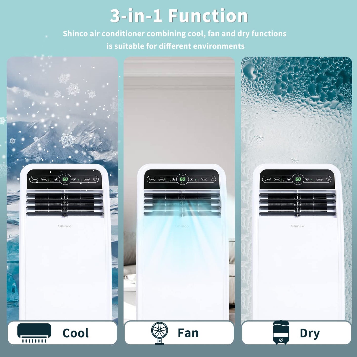 SHINCO 8,000 BTU Portable Air Conditioner for 350 sq.ft