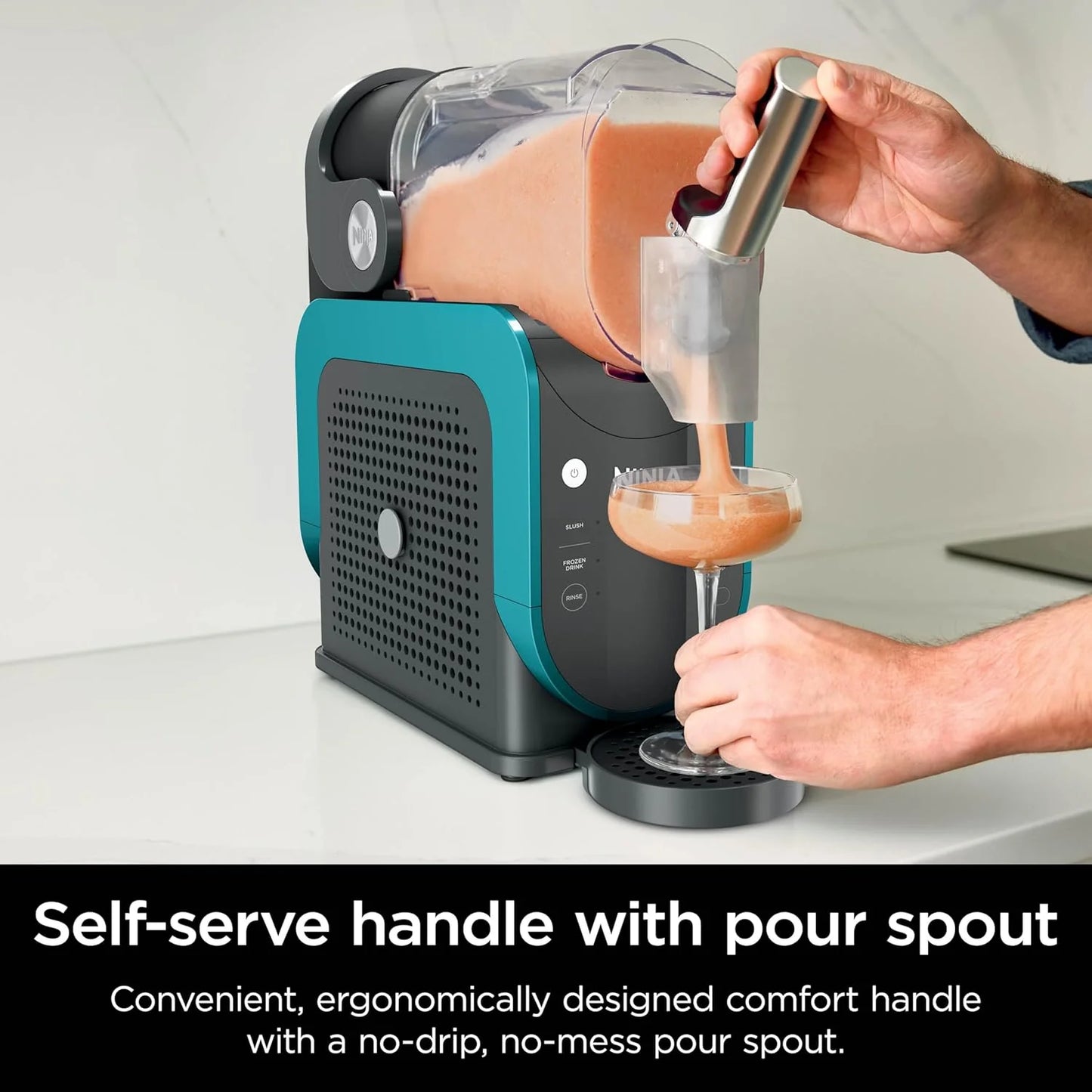 SLUSHi with RapidChill Technology, 88 oz. Frozen Drink & Slushie Machine, 5 Preset Programs, Margaritas, Frappés, and More, Premium Accents, Black, FS301