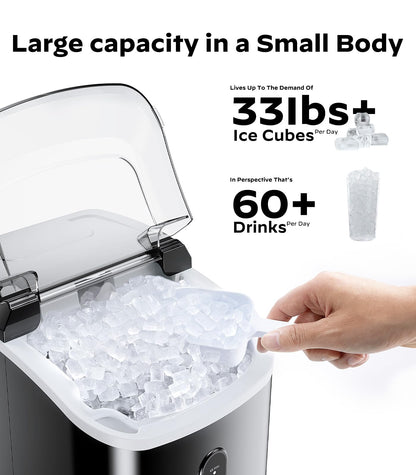 SILONN Nugget Ice Maker Countertop - 33lbs Portable Machine