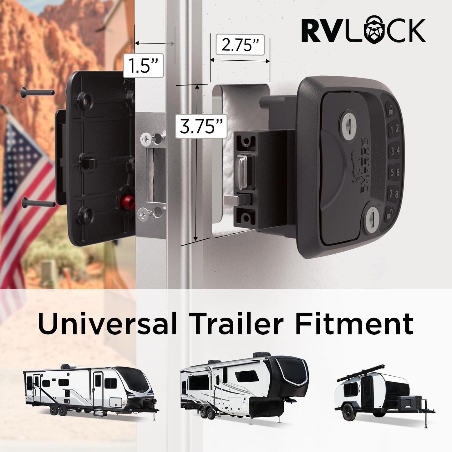 RVLOCK Compact RV Lock Keyless Entry with Remote Security