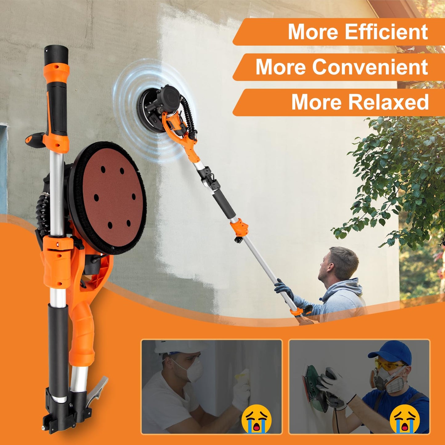 PROTMEX Drywall Sander 1000W with Vacuum & LED Light