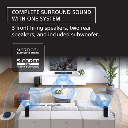 Sony BRAVIA Theater System 6, 5.1ch Home Theater System soundbar with subwoofer and Rear Speakers, Surround Sound by Dolby Atmos/DTS:X Compatible HT-S60