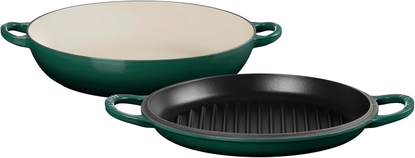 Le Creuset Enameled Cast Iron Multifunction Braiser with Grill Pan Lid, 3.5 qt., Artichaut