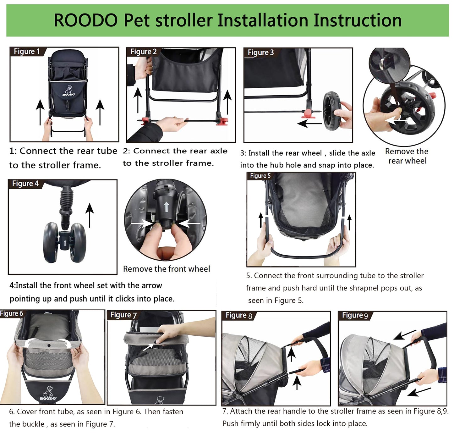 ROODO 3 Wheel Pet Stroller - Lightweight & Portable Jogger