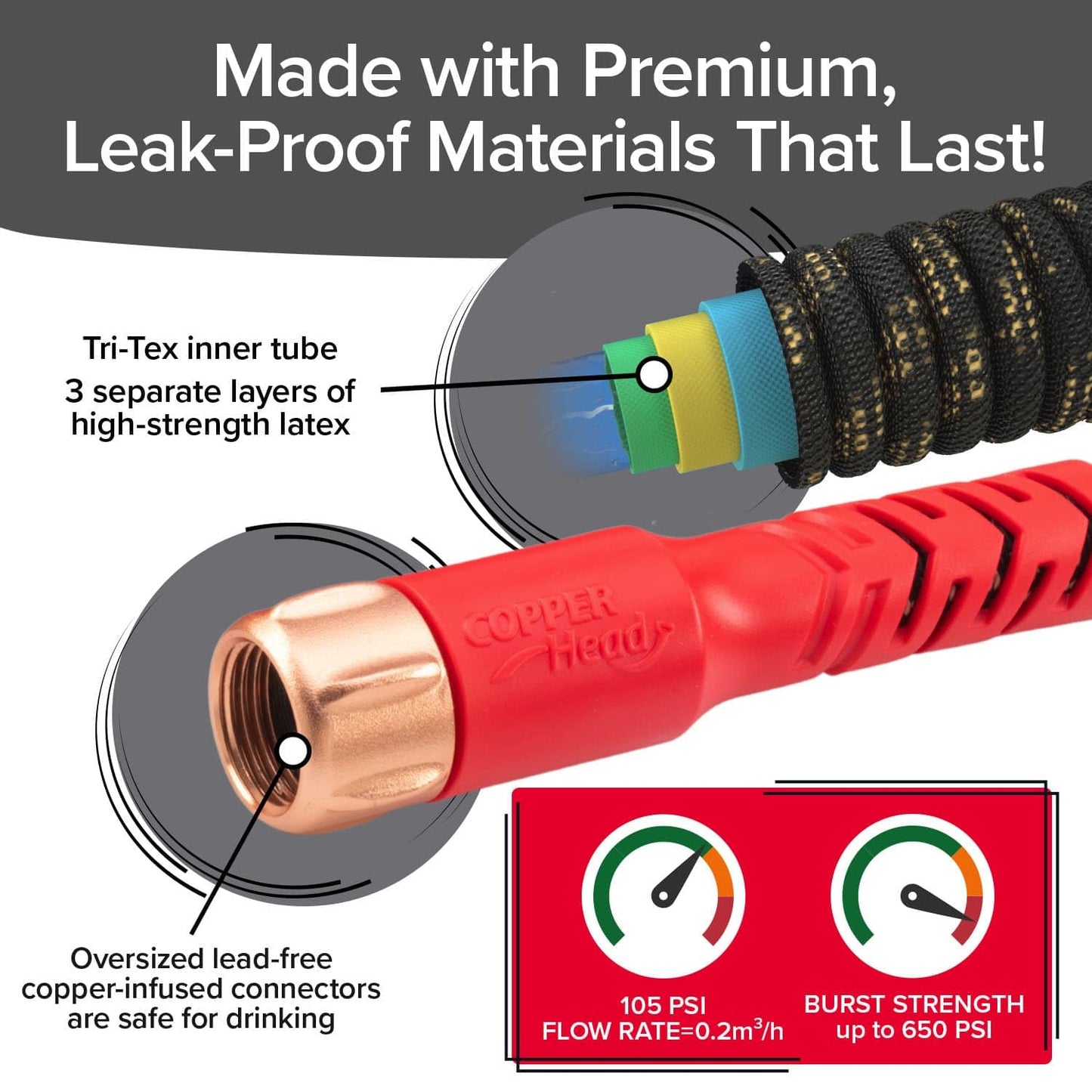 POCKET HOSE 100 FT Expandable Copper Garden Hose - No Kink
