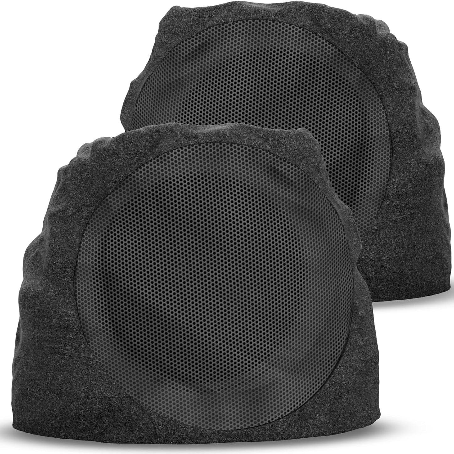 Outdoor Speakers Solar Powered & USB-C Charging, Rock Speaker TWS Pairing Wireless Outdoor Speaker Bluetooth 5.3, LED Light Show, Waterproof, ideal for Backyard BBQ, Garden, Poolside(2-Pc,Black)
