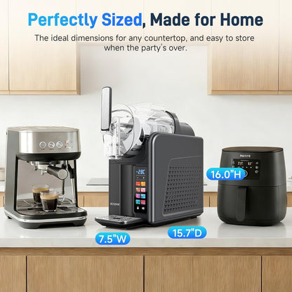 2L Slushie Machine & Soft Serve Ice Cream Machine for Home Use, 6-IN-1 Presets for Slushy, Frozen Drink, MilkShake, Margaritas, Frappés and More Frozen Dessert Maker, No Ice Needed, Black