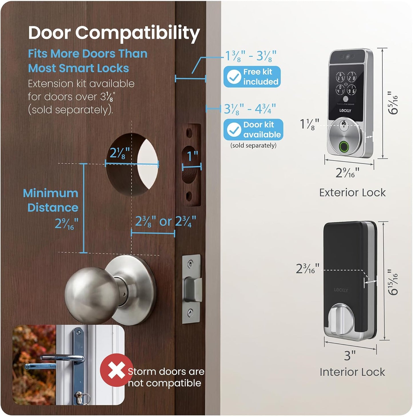 Lockly Visage Zeno Series Smart Lock, Facial Recognition & Fingerprint Keyless Entry Door Lock, Built-in Wi-Fi Deadbolt with Apple Home Key, PIN Genie Keypad, App Remote Control, Easy Installation