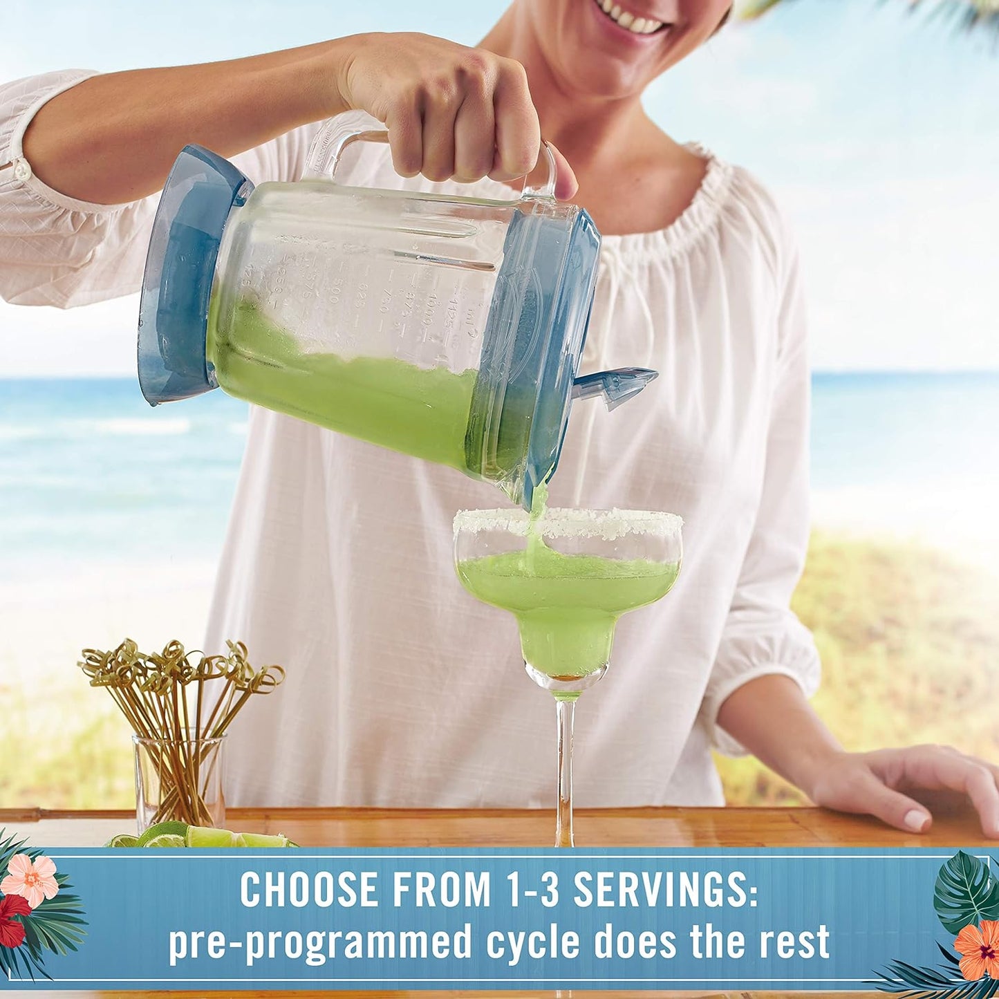 Margaritaville Key West Frozen Concoction Maker with Easy Pour Jar and XL Ice Reservoir, 4 Programmed Drink Settings, Great for Entertaining and Parties