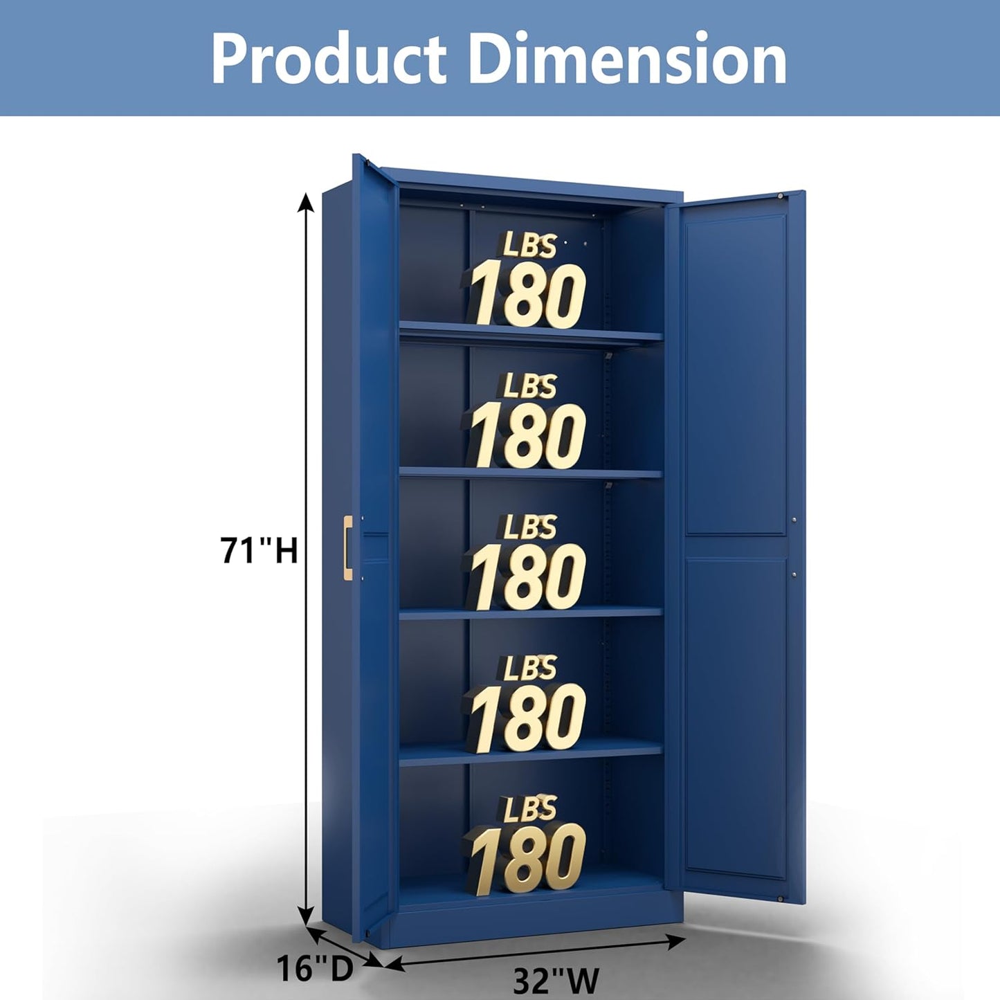 Polup Kitchen Pantry Cabinet, 71 Inch Tall Metal Pantry Cabinet with Doors and Adjustable Shelves, Freestanding Food Cupboard, Storage Cabinets for Dining, Living Room, Navy Blue, Assemble Required