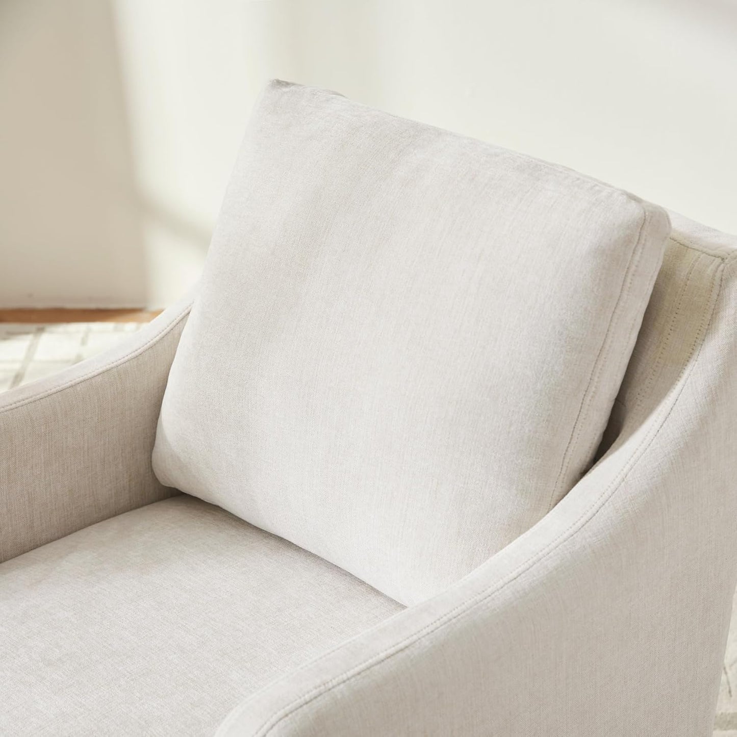 VKNOW Upholstered Dining Chairs Set of 4, Modern Kitchen Chairs Dinner Chairs with 4 Casters, Chenille Armchair for Bedroom Reading Room Living Room, Beige