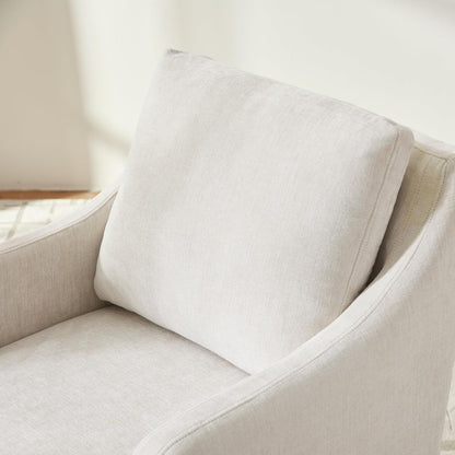 VKNOW Upholstered Dining Chairs Set of 4, Modern Kitchen Chairs Dinner Chairs with 4 Casters, Chenille Armchair for Bedroom Reading Room Living Room, Beige