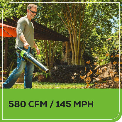 Greenworks 80V 21” Brushless (Self-Propelled) Cordless Electric Lawn Mower + (580 CFM) Axial Leaf Blower (75+ Compatible Tools), 4.0Ah Battery and 60 Minute Rapid Charger, Green and Black