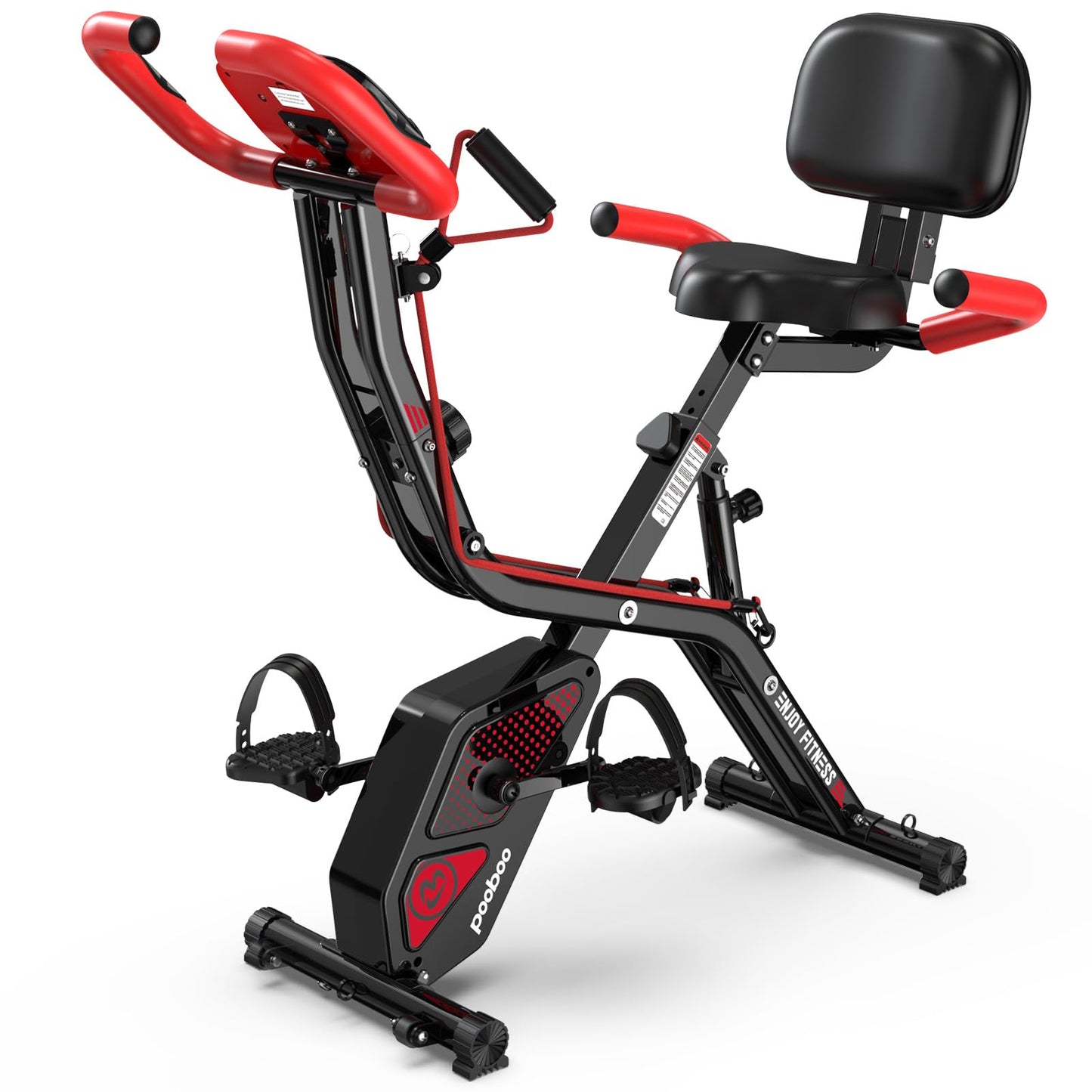 POOBOO Folding Exercise Bike - 8-Level Resistance, 300LB Capacity