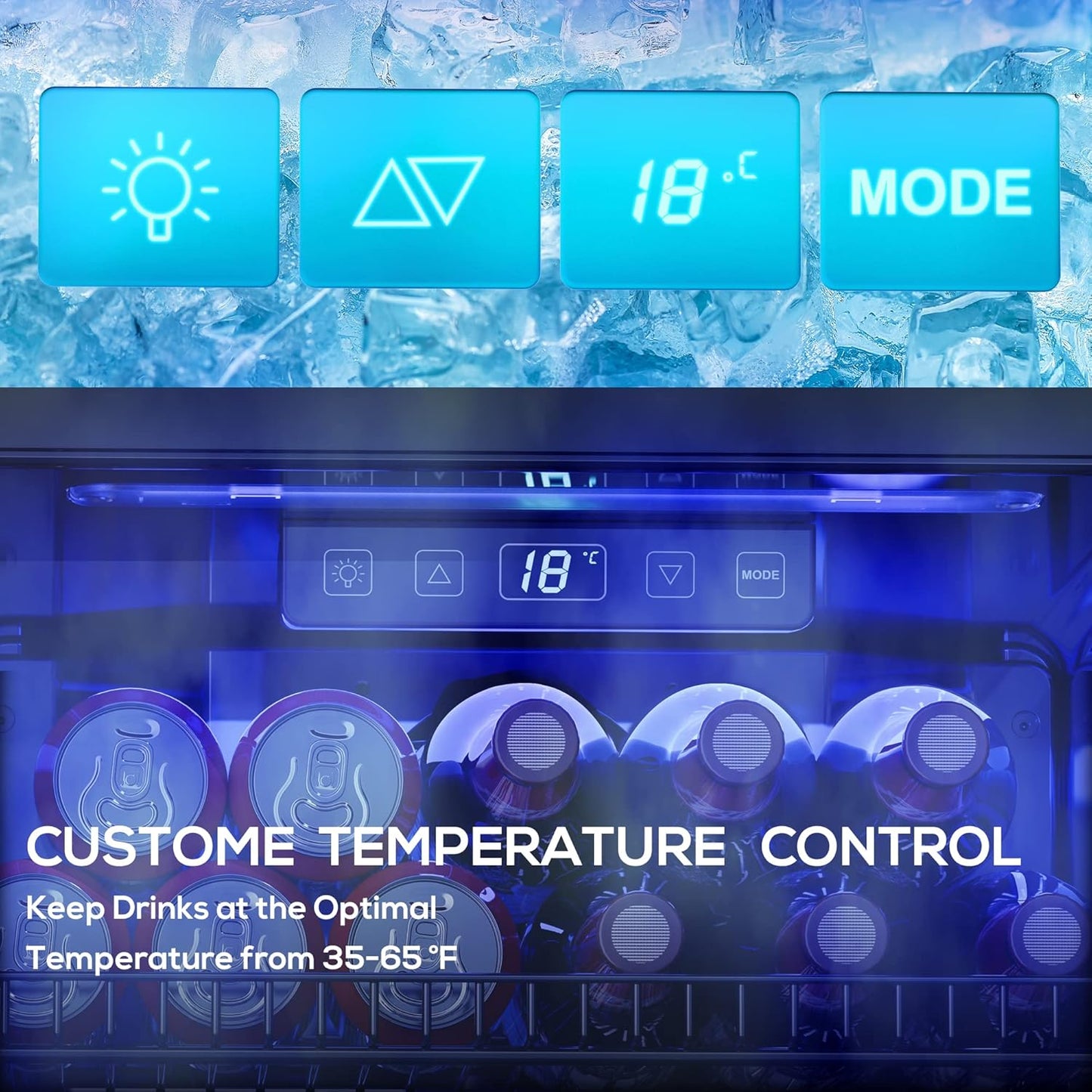 Manastin Beverage Refrigerator Cooler-130 Cans Freestanding Mini Fridge Cooler with Glass Door, Adjustable Shelves & Digital Temperature Display for Soda, Wine or Beer (Black, 3.2 Cu.Ft)