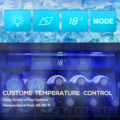 Manastin Beverage Refrigerator Cooler-130 Cans Freestanding Mini Fridge Cooler with Glass Door, Adjustable Shelves & Digital Temperature Display for Soda, Wine or Beer (Black, 3.2 Cu.Ft)
