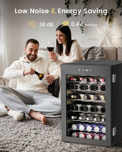 Feelfunn 45 Bottle Wine Cooler Refrigerator - Small Wine Fridge for Red, White, Champagne, Freestanding Wine Cellar with Glass Door & Digital Temperature Control for Home Bar, Office