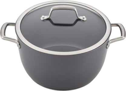 Anolon Accolade Forged Hard Anodized Nonstick Pots & Pans - Induction Cookware Set - 12 Piece - Moonstone Gray