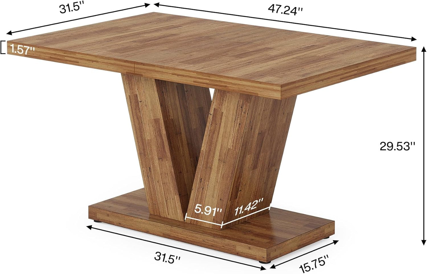 Tribesigns 47-Inch Dining Table for 4, Walnut Brown Kitchen Dinner Table with Heavy Duty Pedestal, Farmhouse Wooden Eating Table for Home, Dining Room, Small Space