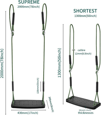Plastic Swing Set Heavy Duty Replacement,with Adjustable Rope Non-Slip Hanging Tree,Children's Swing Seat Accessories Indoor Outdoor Backyard Playground,Black