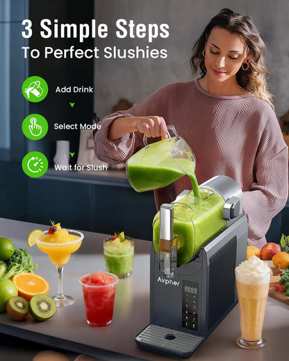 Slushie Machine,Slushy Machine for Home,Frozen Drink Maker for Home,6 One-Touch Programs, Self-Cleaning,No Ice Needed,Makes Milkshakes,Margaritas, Smoothies,Frozen Cocktails,and More