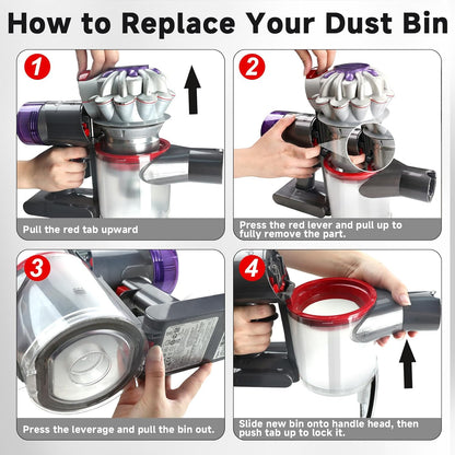 Lemige Upgraded V7 V8 Dust Bin Canister Replacement Parts for Dyson V7 V8 SV10 SV11 SV25 Cordless Vacuum Cleaner, For Dyson Vacuum Attachments No. 967699-01, Prevents Leakage and Restore Suction