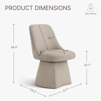 KISLOT Swivel Dining Chairs Set of 4, Upholstered Mid Century Modern Deskchair with High Back, Linen Fabric Kitchen Chairs for Dining Room, Bedroom, Dressing Room, Khaki