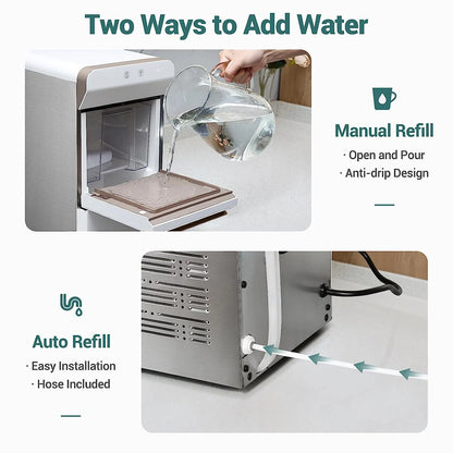 V2.0 Countertop Nugget Ice Maker | Self Cleaning Pellet Ice Maker | Open and Pour Refill | Stainless Steel Housing |