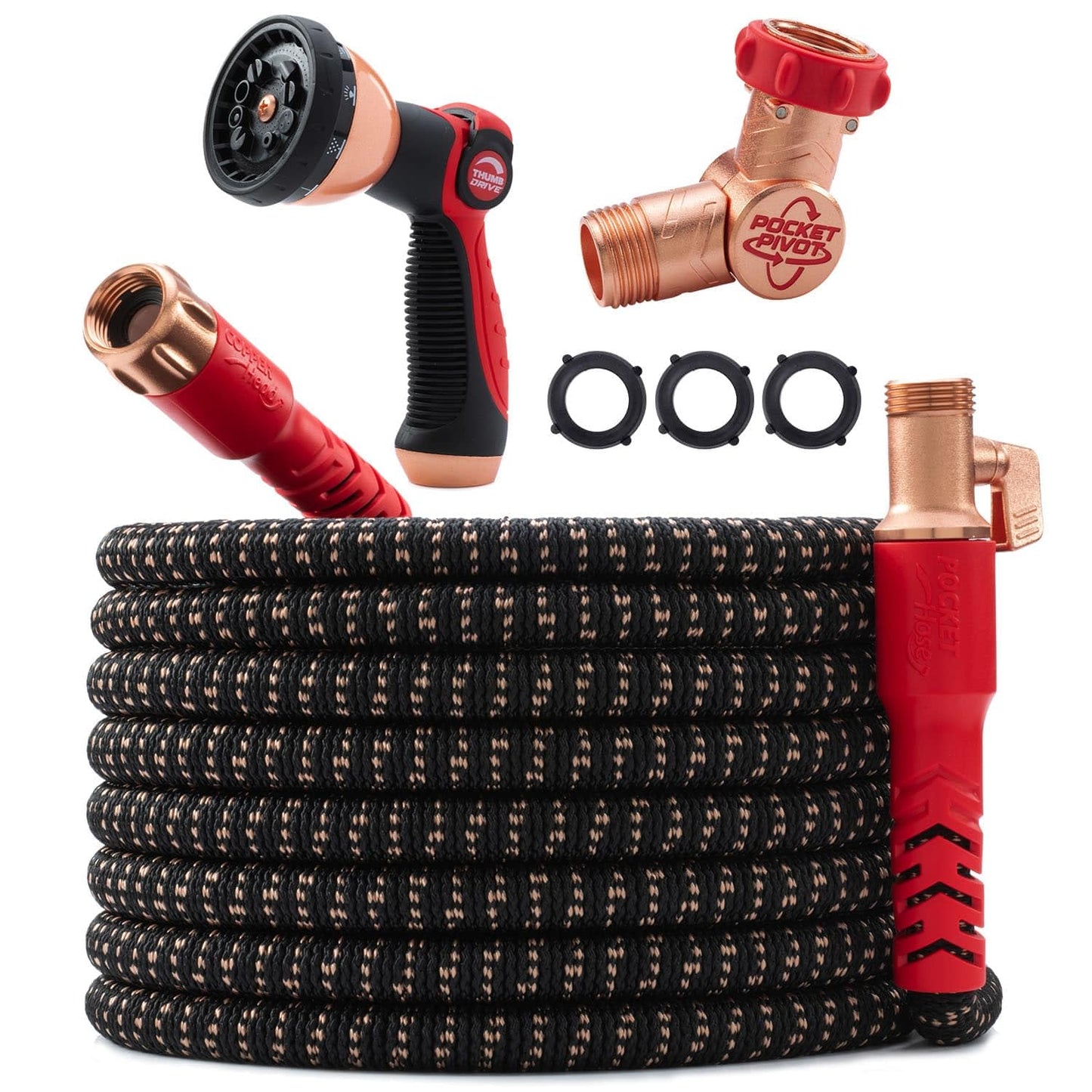 POCKET HOSE 100 FT Expandable Copper Garden Hose - No Kink