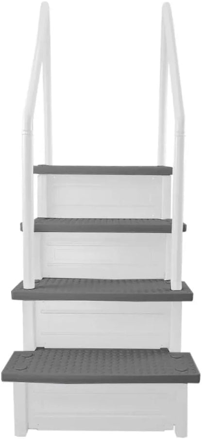 Select Anti-Slip in-Pool Steps | Gray | for Above Ground Swimming Pools | Can Mount to Decks 48" to 54" H | Safety Stairs Capacity Up to 300 lbs