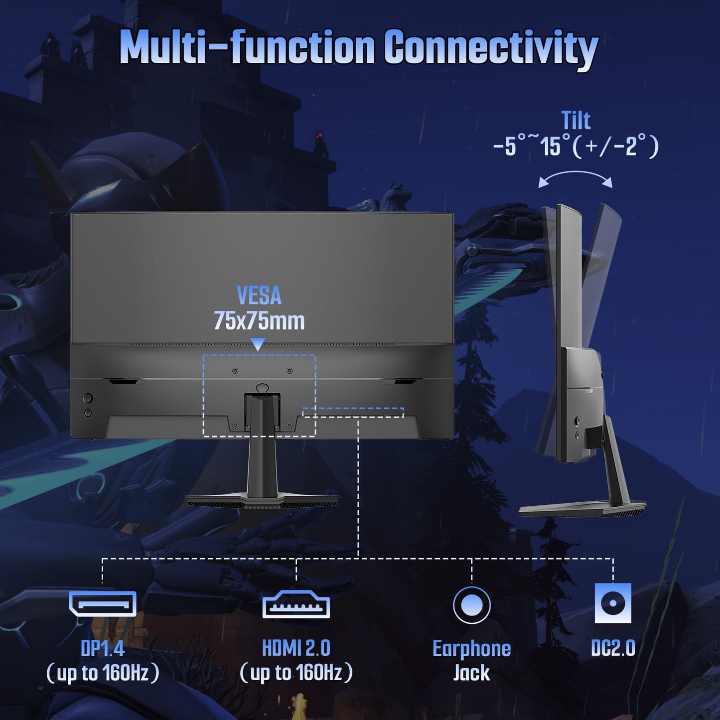 SANSUI 24 Inch Curved 160Hz Gaming Monitor FHD 1080P