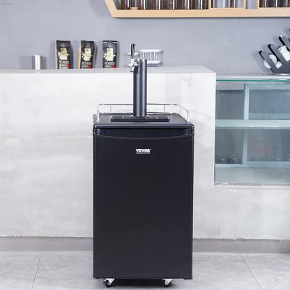VEVOR Beer Kegerator, Single Tap Commercial Draft Beer Dispenser for D system, Full Size Keg Refrigerator with 5lbs CO2 Tank, Hold 2 Sixth / 2 Ball lock keg, Black
