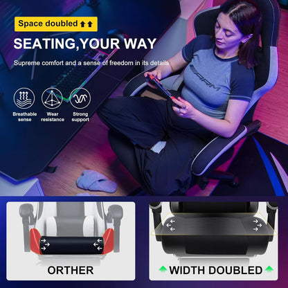 GTPLAYER Gaming Chair, Computer Office Chair with Pocket Spring Cushion, Linkage Armrests and Footrest, High Back Ergonomic Computer Chair with Lumbar Support Task Chair with Footrest(DPBlack)
