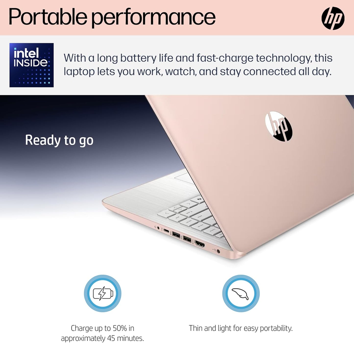 HP Flagship 14" Laptop Computer for 2026 Student Business, Win 11 Pro, Copilot AI, Intel CPU Up to 2.8GHz, 8GB RAM, 628GB Storage (128GB SSD+500GB Ext), Wi-Fi 6, HubxcelAccessory, MS Office, Rose Gold