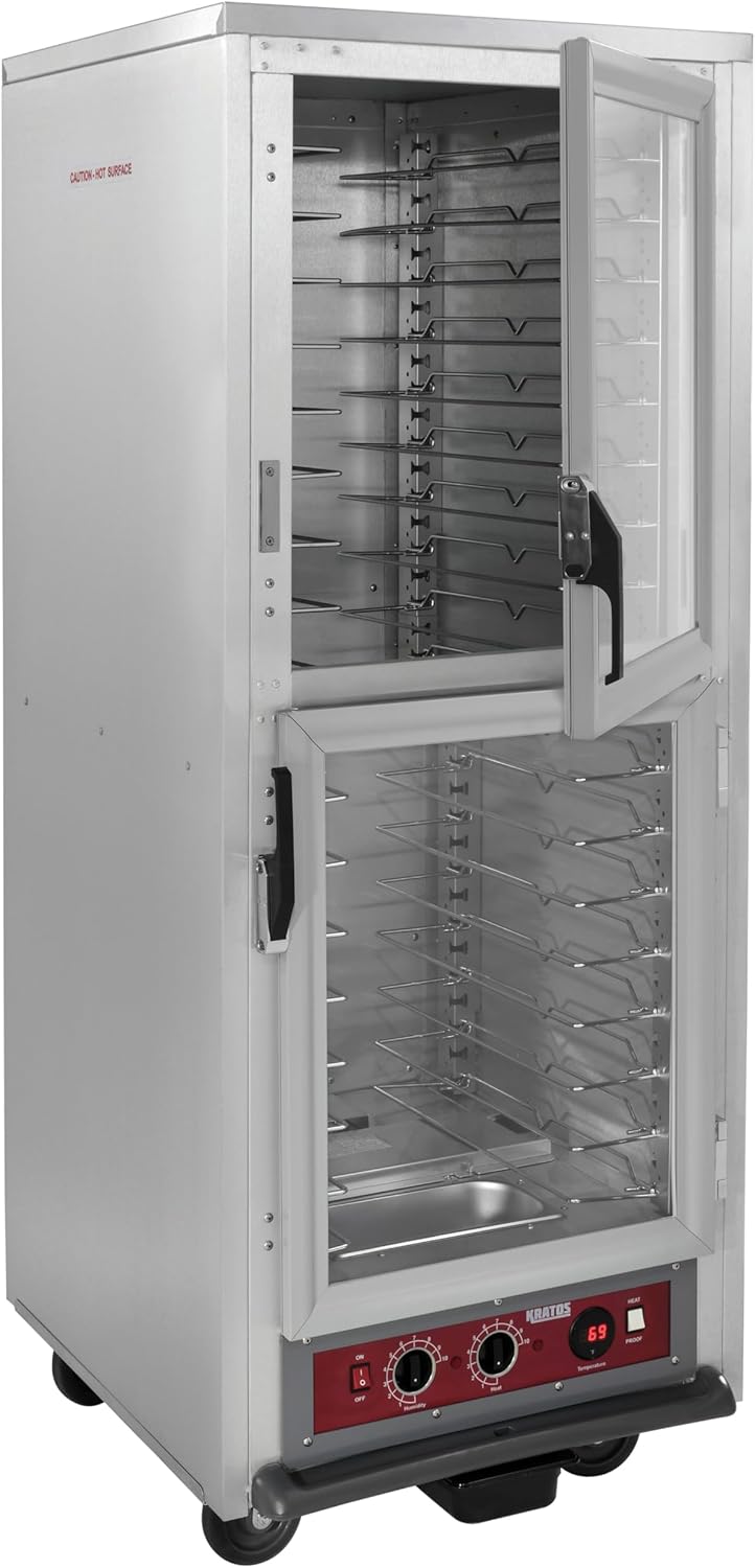 Kratos Premium Full Size Universal Insulated Commercial Holding and Proofing Cabinet, Holds Sheet Pans and Food Pans, Clear Dutch Door, 120V, 2000W (28W-237)