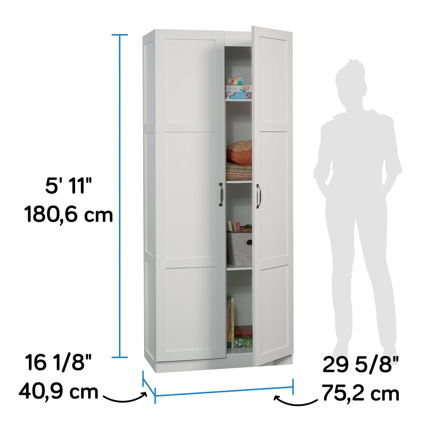SAUDER White Finish Storage Cabinet / Pantry Cabinets