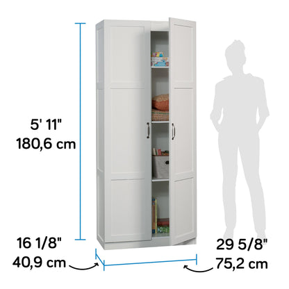 SAUDER White Finish Storage Cabinet / Pantry Cabinets