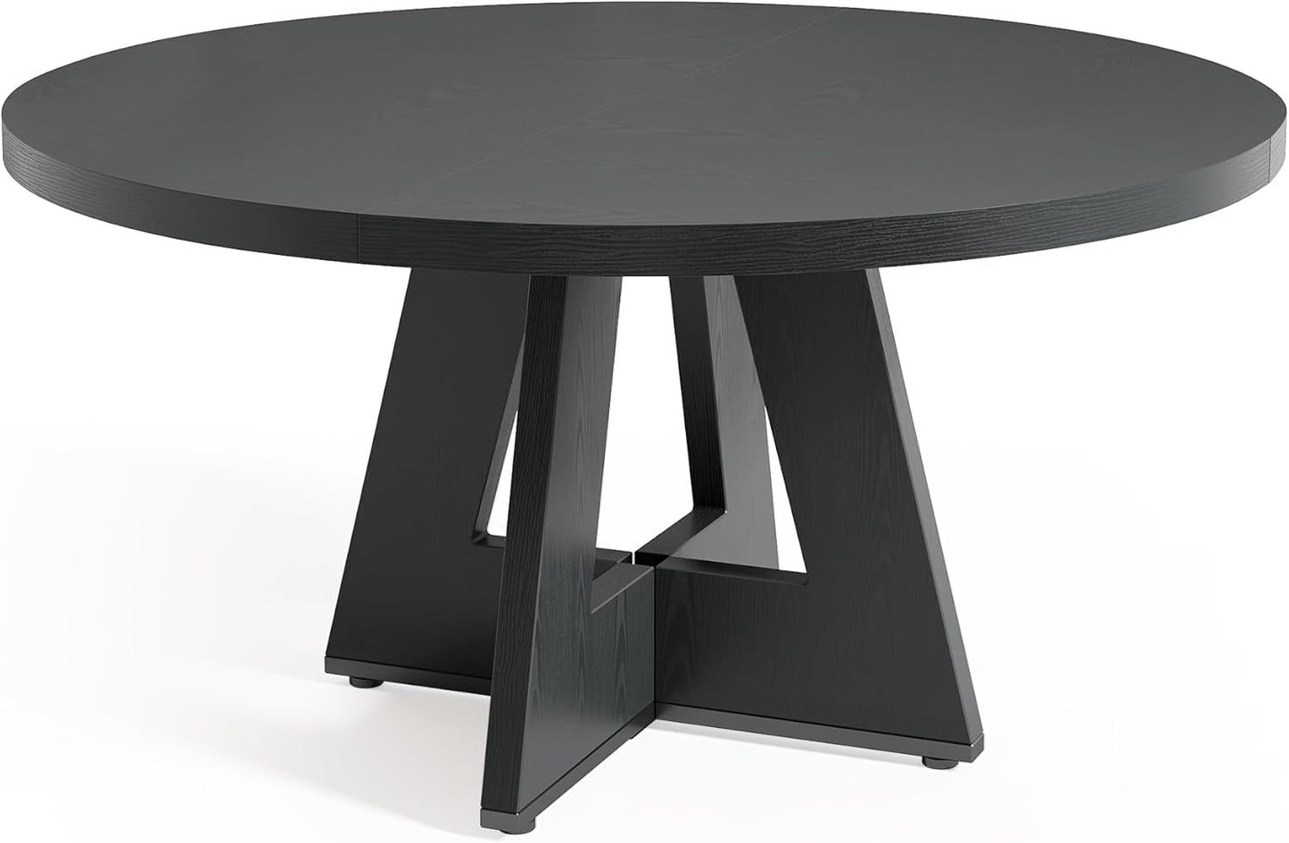 LITTLE TREE Round Dining Table for 4-6 People, 47 Inches Dining Room Table with Wooden Pedestal Base, Black Dinner Tables, Circle Kitchen Tables for Dining Room, Kitchen, Living Room
