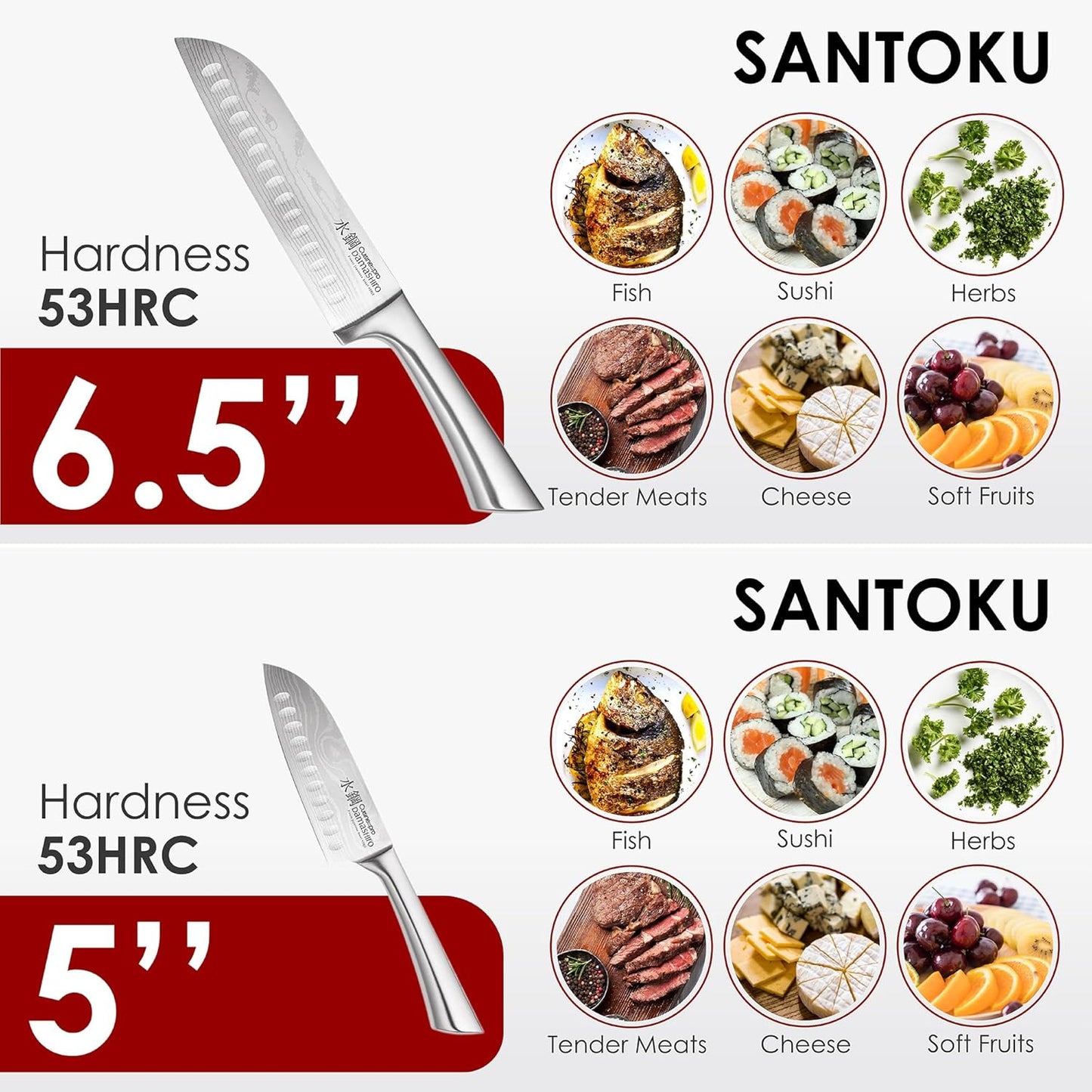 Cuisine::pro Damashiro Knife Block (Kumi, 7-Piece Chef Knife Set) - Japanese Steel Knife - Magnetic Knife Block- Damascus-Inspired Blade Kitchen Knives