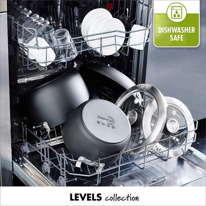 GreenPan Levels Stackable Hard Anodized Healthy Ceramic Nonstick 11 Piece Cookware Pots and Pans Set, PFAS-Free, Dishwasher Safe, Black