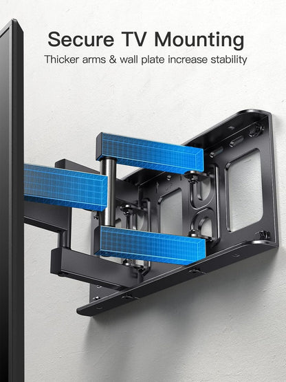 Pipishell TV Wall Mount for 26-74 inch LED LCD OLED 4K TVs up to 99lbs, Full Motion TV Mount Bracket Articulating Swivel Extension Tilting Leveling Max VESA 400x400mm, Fits 12/16 Inch Wood Studs