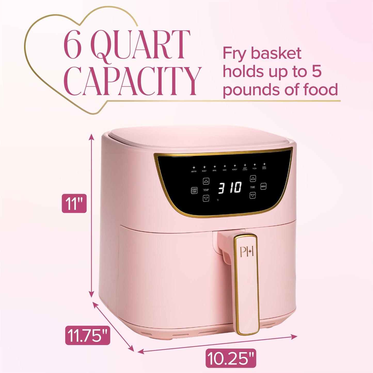 PARIS HILTON Air Fryer 6-Quart Nonstick Touchscreen 8-in-1