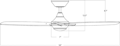 WAC Lighting Mocha XL 8 Blades Aluminum Smart Ceiling Fan in Brushed Nickel