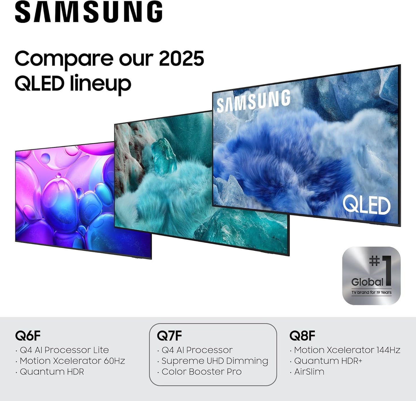 Samsung 43-Inch Class QLED Q7F Series Samsung Vision AI Smart TV (2025 Model, 43Q7F) Quantum HDR, Object Tracking Sound Lite, Q4 AI Gen1 Processor, 4K upscaling, Gaming Hub, Alexa Built-in