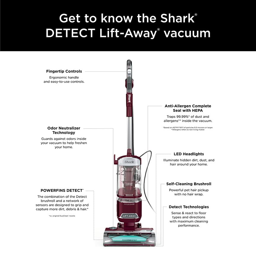 SHARK DETECT Lift-Away Corded Vacuum with Self-Cleaning Brushroll